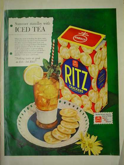 Virginia Duran Blog- Beautiful Print Ads from the Mad Men Period- Ritz Crackers AND Pabst Beer Johnny Weissmuller (1950)