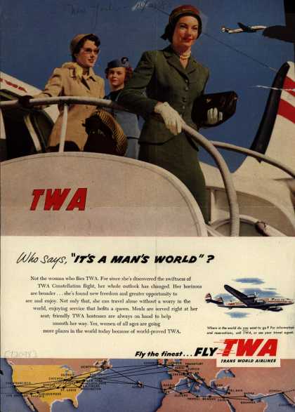 Virginia Duran Blog- Beautiful Print Ads from the Mad Men Period- Trans World Airline’s TWA Constellation (1953)