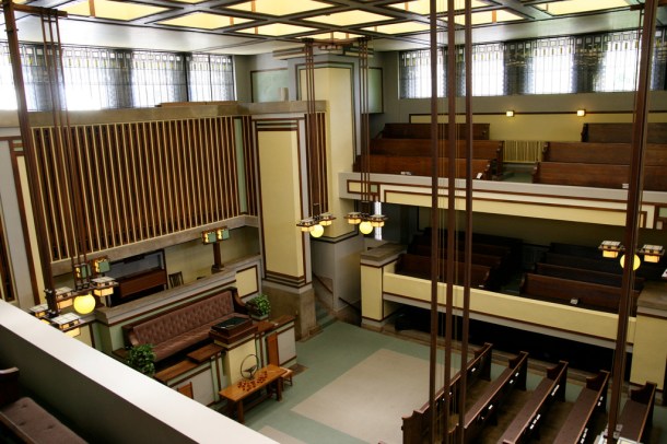 Virginia Duran Blog- Chicago Best Buildings for Architects - Unity Temple by Frank Lloyd Wright Interior