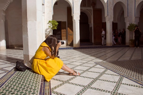 Virginia Duran- Marrakech Top Architecture-Bahia Palace-Yellow Dress