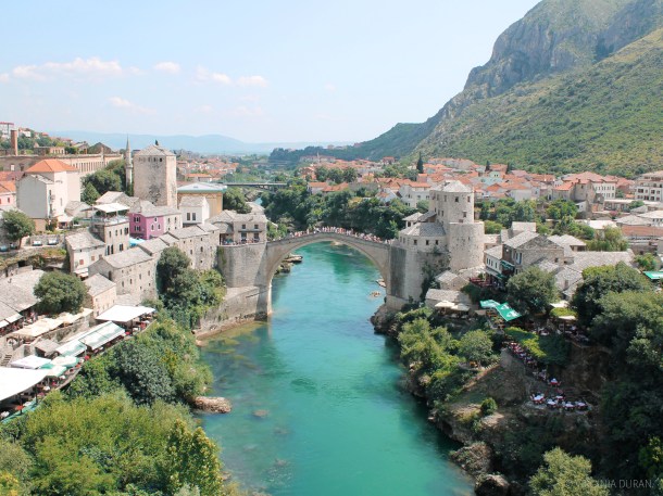 Mostar, Bosnia & Herzegovina, Stari Most from Mosque