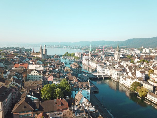 Zürich Lake aerial view with drone